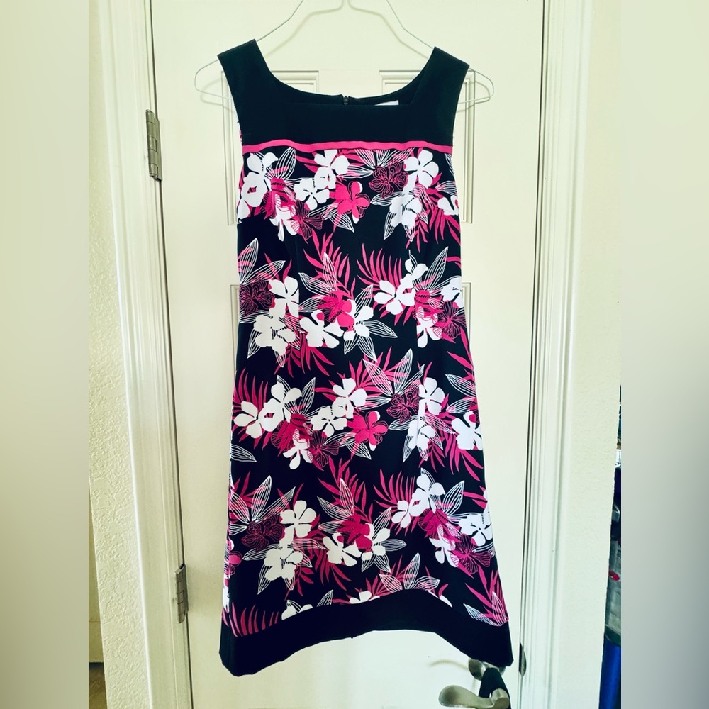 dressbarn Black and Pink Floral Mini Dress